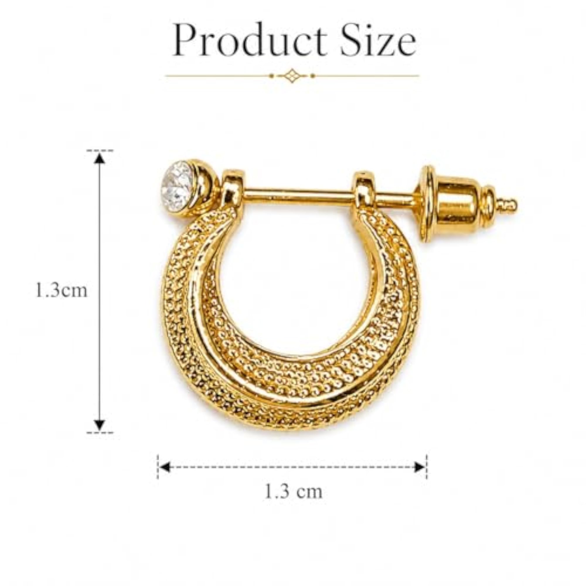 Unisex Gold Toned Dotted Hoop Kundal Zirconia Earrings