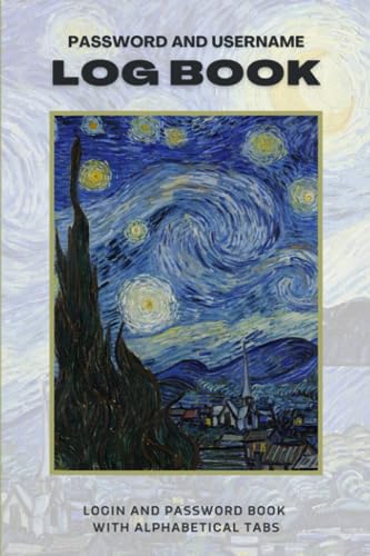 Password and Username Log Book: Login and Password Book with Alphabetical Tabs; Starry Night