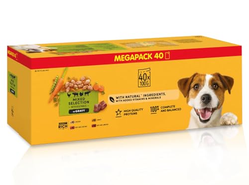 Fizporium Mixed Selection Pouches in Gravy - Adult Wet Dog Food (Beef & Lamb Max, Beef & Liver Max) 40 x 100 g