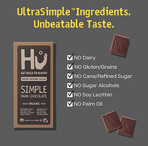 Hu Chocolate Bars | 12 Pack Simple Chocolate | Natural Organic Vegan, Gluten Free, Paleo, Non Gmo, Fair Trade Dark Chocolate | 2.1Oz Each #TOP1