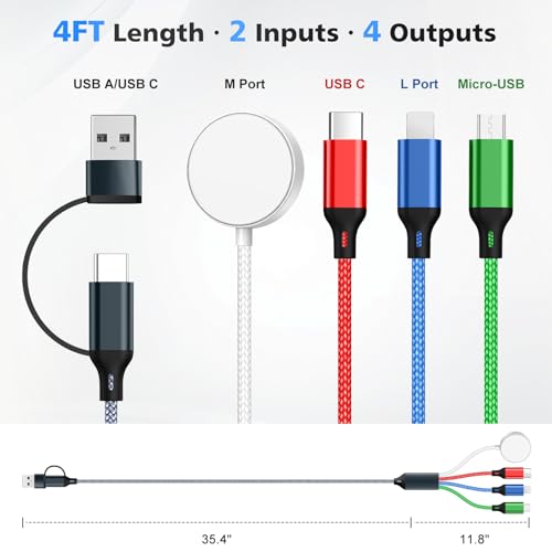 Travel Essentials Charger for Apple Watch - USB C Cable for iPhone 17/16 Pro Max, Charging Cable for Apple Watch Series 11/Ultra 3/SE 3, AirPods Pro 3 - Micro USB Cable for Camera, Kindle Paperwhite