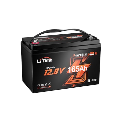 LiTime 12V 165Ah LiFePO4 Lithium Battery Bluetooth, Deep Cycle Trolling Motors Battery, Group 31...
