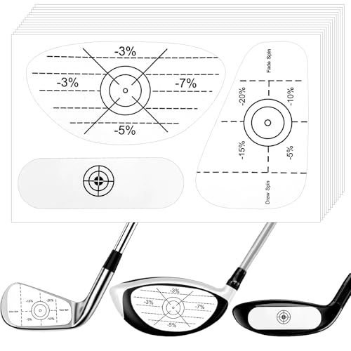 Kifmurase 50 Pcs Golf Impact Tape Labels, Self-Teaching Sweet Spot and Consistency Analysis, Golf Club High-Resolution Strike Stickers for Iron, Wood, Fairway Clubs for Training Improve Swing Accuracy