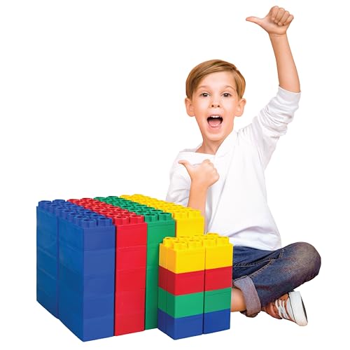 BiggoBlocks Big Blocks for Kids Ages 4-8 Indoor & Outdoor Blocks for Kids Games Large Building Blocks (48 pc) Learner Set