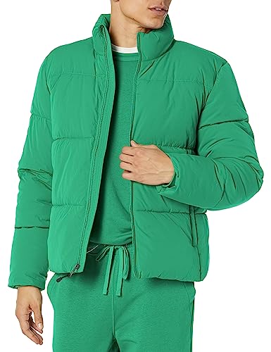 Amazon Essentials Men's Mock Neck Puffer (Available in Big & Tall), Green, Large