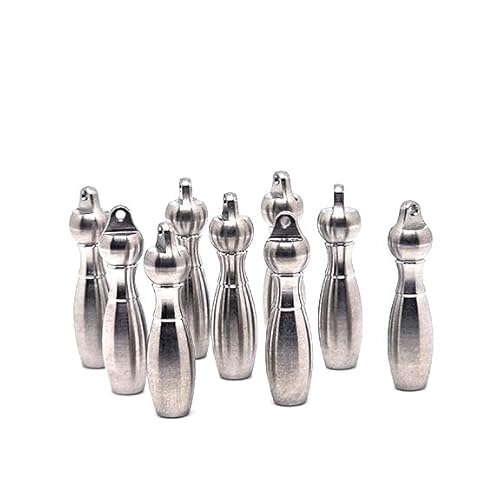 eberin – 2,8 cm Pokal Kegelpin aus Edelstahl – Miniaturkegel Trophäe mit Öse – Taschenkegel Award – Metallkegel Mini Kegel Pin Bowling