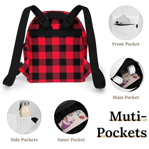 Red And Black Buffalo Plaid Backpacks Laptop Mini Backpacks for Women Travel Shoulder Bag Bookbag Rucksack Daypack 10 Inch4