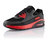 Fusskleidung® Damen Herren Sportschuhe Dämpfung Sneaker leichte Laufschuhe Rot Grau Schwarz EU 43