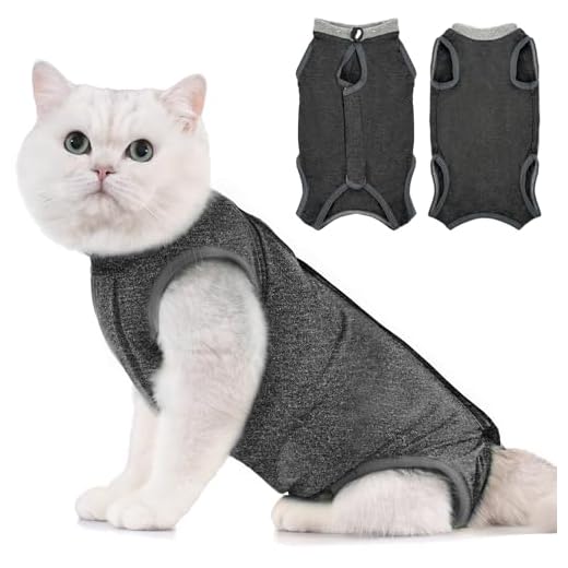 Avont Katzenbody nach OP Erholungsanzug Kleidung Modal Recovery Kastration Spay Entwöhnung Leckschutz Suit für Katze, Bauchwunden oder Hautkrankheiten-M-Dunkelgrau