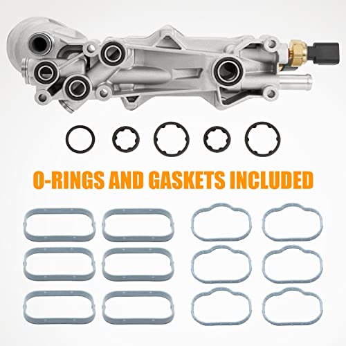 926-959 Upgrade Aluminum Engine Oil Cooler & Filter Housing Kit with Sensors and Gaskets Compatible with 2017-2018 Chrysler 200 300 Dodge Charger Challenger Journey Wrangler Ram ProMaster V6 Engine - Image 3