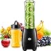 Mixer Mini Smoothie Maker, Standmixer mit 2 BPA-freie Tritan Sport-Flasche (600ml und 330ml), spülmaschinen- bruchfest inkl. Deckel, für Shakes und Smoothies, Edelstahl 4-Blatt, 300W
