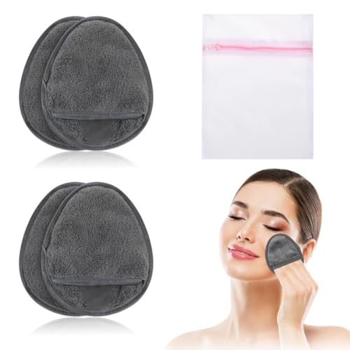 DIFLAX 4 Pezzi Dischetti Struccanti Riutilizzabili, Dischetti Struccanti Lavabili,Pad Struccanti Lavabili Microfibra Panno Struccante Viso Lavabile per Pulizia Viso e Occhi,per la Rimozione del Trucco