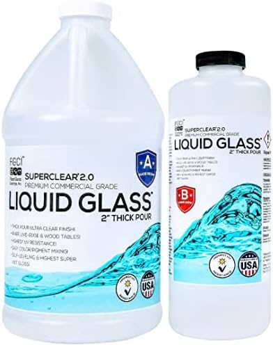 Deep Pour Epoxy Resin Kit Crystal Clear Liquid Glass® 2 to 4 Inches Food Grade Safe Clear Epoxy Resin, Single Pour, Live Edge, River Tables and Wood Filler- 0.75 Gallon Clear Casting Resin Kit 2:1