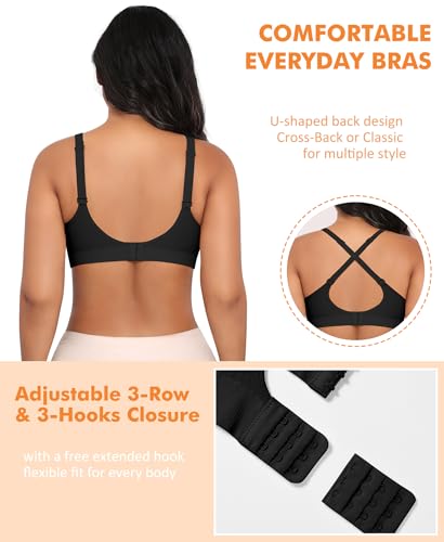 Image of Wireless Sewn in Padded Bras for Women Comfortable Full Coverage Bralettes No Underwire Everyday Tshirt Bra