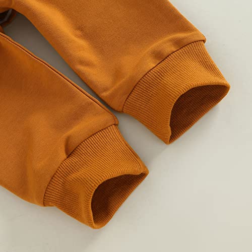 Rtnnsbbfcm Baby Boy Spring Fall Clothes Long Sleeve Striped Front Pocket Shirt Top Sweatpants 2Pcs Casual Outfit (6-12 Months,Caramel Striped) #TOP4