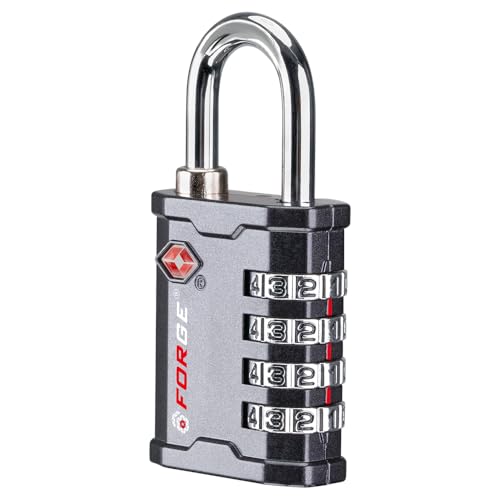 Image of FORGE 4 Digit TSA Approved Combination Lock, Tool Box and Case Lock, Combination Padlock for Travel, Gym, Home. Grey 1 Lock.