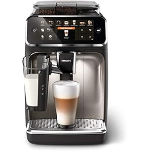 Philips 5400 Series Superautomatic Coffee Maker – LatteGo Milk System, 12 Coffee Varieties, Intuitive Display, 4 User Profiles, Chrome (EP5447/90)