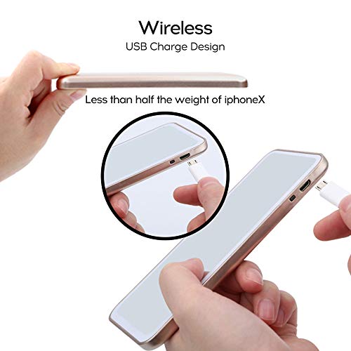 Andoer Mini espelho de maquilhagem portátil espelho pequeno com luz tipo telemóvel