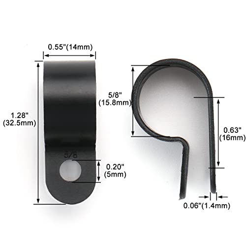 Image of BAOMAIN 5 /8-Inch R-Type Cable Clamps, 50-Pack Black Nylon Wire Management Clips, UC-4 Screw-On Cord Fasteners for Home, Office, and Industrial Use