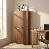 BS COM Armadio con 3 ante e un cassetto in Legno Composito cm 75x38x174 - KADEN Marrone
