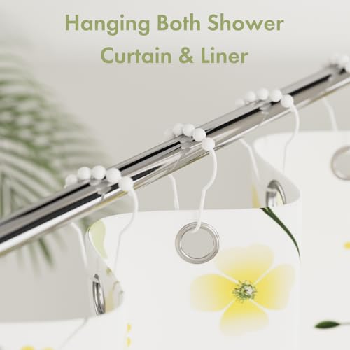 Image of Amazer Shower Curtain Hooks, Decorative Shower Curtain Hooks Rust-Resistant Stainless Steel Shower Curtain Hooks for Bathroom Shower Rod-Set of 12, Polished White