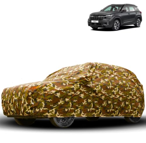 Image of Water Proof Car Body Cover Compatible for Kia Seltos 2024. | Dust Proof, Heat Resistant | Ultra Surface Body Protection - (Military Jungle Print)