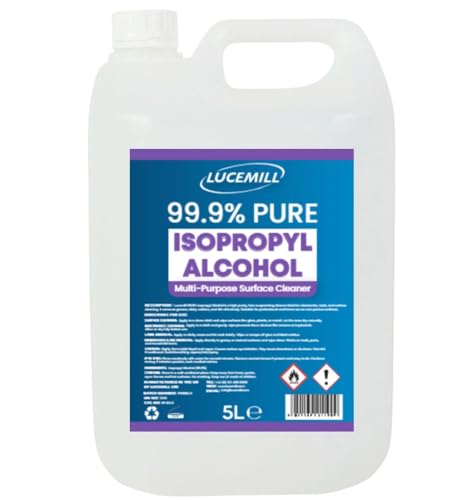 Lucemill 99.9% Isopropyl alcohol | 5 litre | Super Strength IPA First Aid Antiseptic | 99.9% Isopropyl Alcohol | Clear Liquid