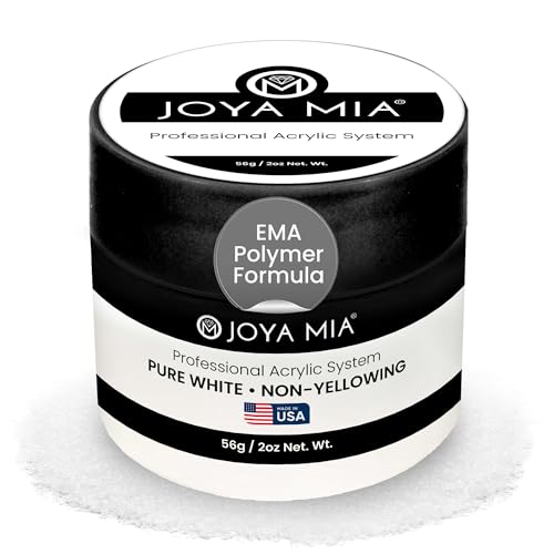 Joya Mia Acrylic Powder for Nails, MMA-Free, Super Adhesion Professional Powder for Flawless & Long-Lasting Nail Enhancements, Easy Application, Vibrant & Stunning Colors - Pure White, 2 oz