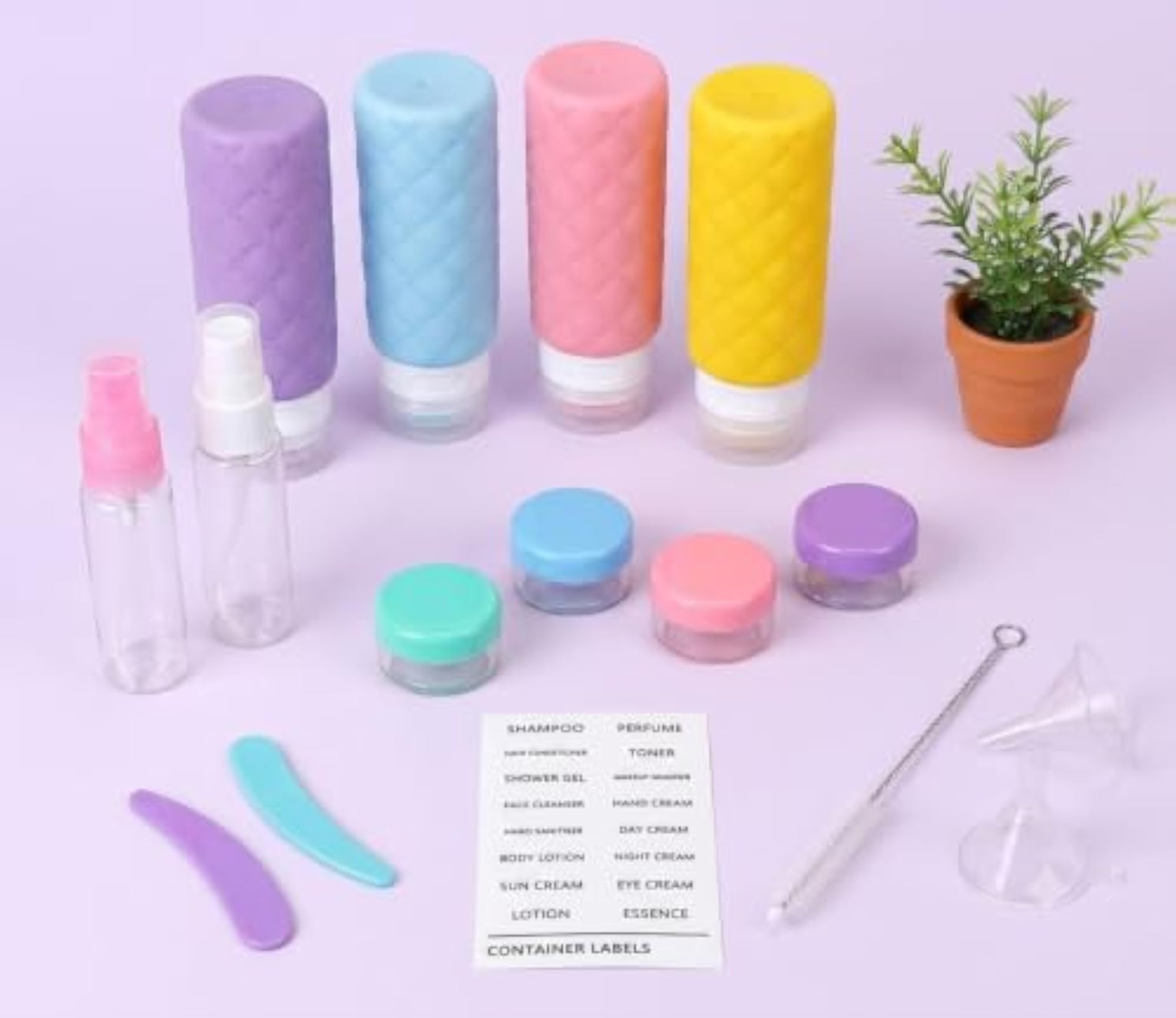 Silicone Travel Toiletry Bottles Set, Refillable Containers