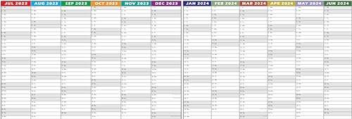 122cm x 42cm 2023-2024 Academic / Mid Year Wall Planner by SwiftGlimpse, Wet Erase Laminated Yearly Wall Calendar, July 2023 to June 2024, XLarge, Horizontal