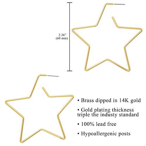And Lovely 14K Gold Dipped Star Earrings - Hypoallergenic Lightweight Fun Statement Drop Dangle Earrings4