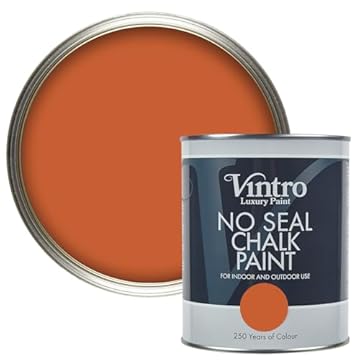 Vintro Paint | No Seal Chalk Paint | Orange/Brown | Interior & Exterior Use | Furniture | Walls | Wood | Metal | 1 Litre (Orange/Brown - Thor's Rust)
