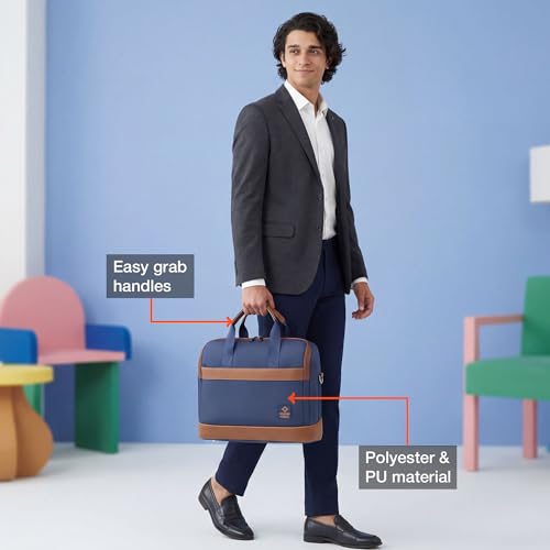 Image of Nasher Miles Briefcase & Messenger Bag | Lightweight PU & Polyester with Adjustable Strap, Fits Laptop | Ideal for Office & Travel | for Men & Women