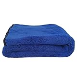 Happy Rags - Premium 70/30 Blend Absorbent, Ultra Plush Microfiber Coral Fleece Drying Towel for Cars, Home & More - Soft Suede Edges, Safe & Scratch Free, Electric Blue (36' x 25')