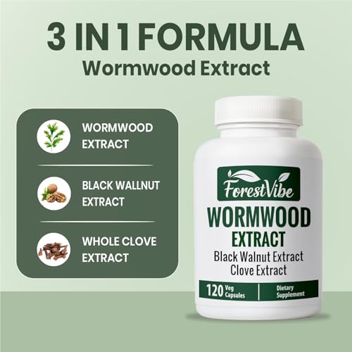 Image of Wormwood Complex with Black Walnut & Clove, 3-in-1 Herbal Blend, Sweet Wormwood Extract Capsules, 120 Vegan Capsules, 2 Month Supply, Non-GMO & Gluten Free Supplement