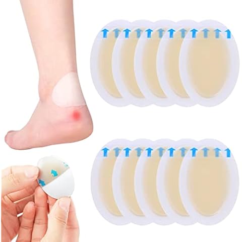 10 Pack Invisible Blister Plasters Hydrocolloid Invisible Blister Cushion Gel Blister Guard Waterproof Blister Plasters Bandages for Heel Foot Toe and Guard Skin Cover