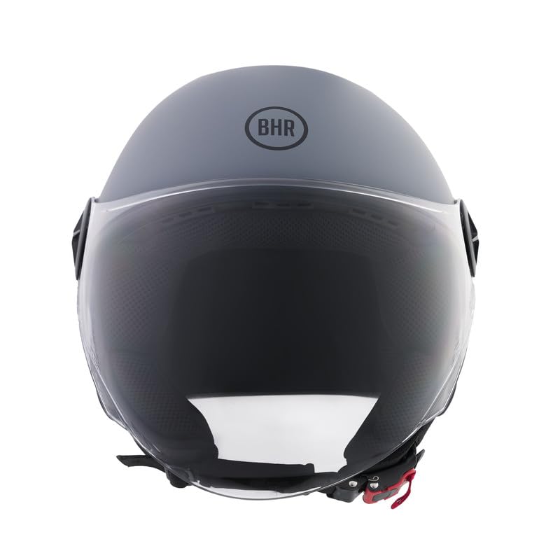 BHR Casco Demi-Jet 832 MINIMAL, Casco Scooter Omologato ECE 22.06 Leggero e Compatto, Ideale per Città e Sottosella, Grigio Opaco, L