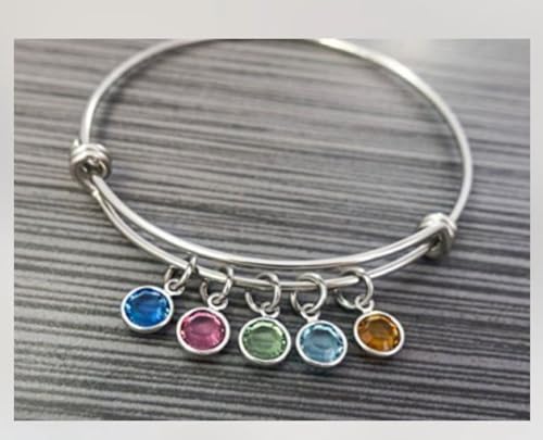 Pendentif pierre de naissance acier inoxydable chirurgical rond étanche - 6