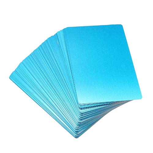 50Pcs Metal Business Cards Blanks For Customer Laser Engraving Diy Gift Cards 5 Colors Optional (Blue) #TOP1