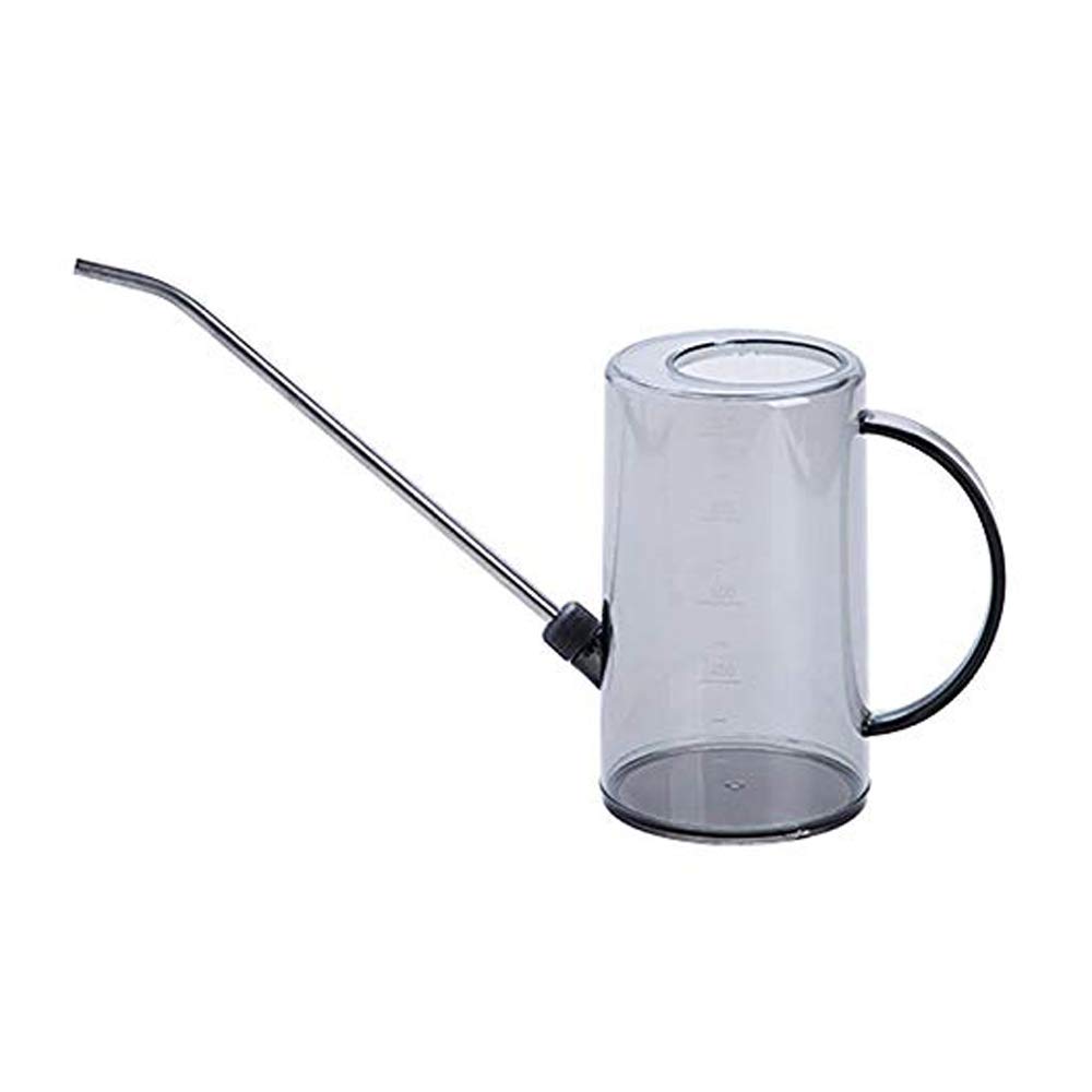 Nordic Style Transparent Long Spout Watering Can with 304 Steel Nozzle Watering Can Indoor 1000ML (gray)