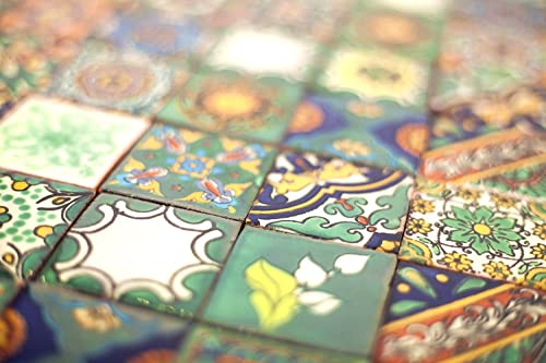 Cerames Mexikanische Keramische Fliesen Verdicino - 120 dekorative mexikanische mosaik fliesen für Badezimmer, Küche, Dusche, Treppen, Küchenrückwand | Keramikmosaikfliesen 5x5 cm