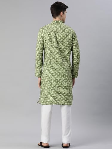 Image of Majestic Man Men's Cotton Blend Regular Fit Casual Ethnic Motifs Abstract Printed Kurta