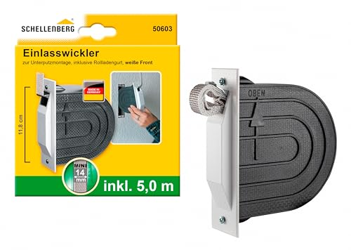 Schellenberg 50603 nawijacz do pakowania, z paskiem o długości 5 m, biały/szary