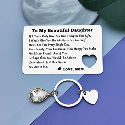 To My Daughter Gift from Mom Engraved Wallet Insert Card for Daughter in Law Inspirational Gift for Daughter Stepdaughter Graduation Gift Encouragement Gift from Mother Stepmom Metal Wallet Card Gift3