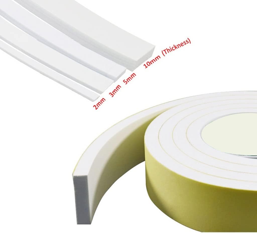 Foam Tape, SSelf Adhesive Single Sided EVA Foam Insulation Tape Multicolor Multiple Sizes 1pcs(Wit,2x15mm (5M))