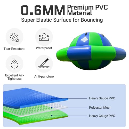 OZIS 6.5 x 3.6 FT Inflatable Dome Rocker Bouncer with 500W Electric Pump, 380 lbs Weight Capacity, 6 Handles, Giant Blow Up Rocking Ball for Garden, Outdoor & Water Play - Thumbnail 4