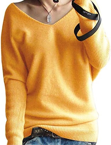 Women's Fashion Big V-Neck Pullover Loose Sexy Batwing Sleeve Wool Cashmere Sweater Winter Tops