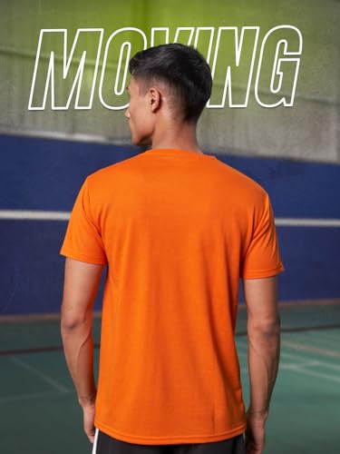 Image of FitMonkey Sports Crew Neck Stretchable Dry Fit T Shirt | Regular Fit Textured T Shirt for Men |Sport T Shirt for Men | Quick Dry Technology with Moisture Control |Breathable & Lightweight