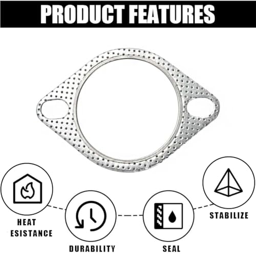 Image of 3 PCS Car Exhaust Gasket, Ultra Seal 2-Bolt 2.5-Inch Exhaust Flange Gasket, Reinforced High Temperature Gasket Exhaust Flange Gasket,Used for Exhaust Turbo Catback Headers, Car Accessories (2.5 Inch)