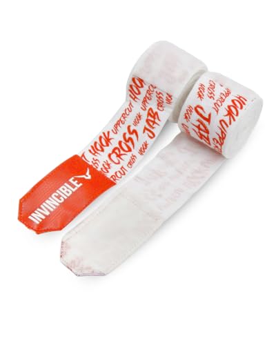 Image of Invincible Mexican Style Semi-Stretch Hand Wraps (White Upper Cut, 4.5 Meter)